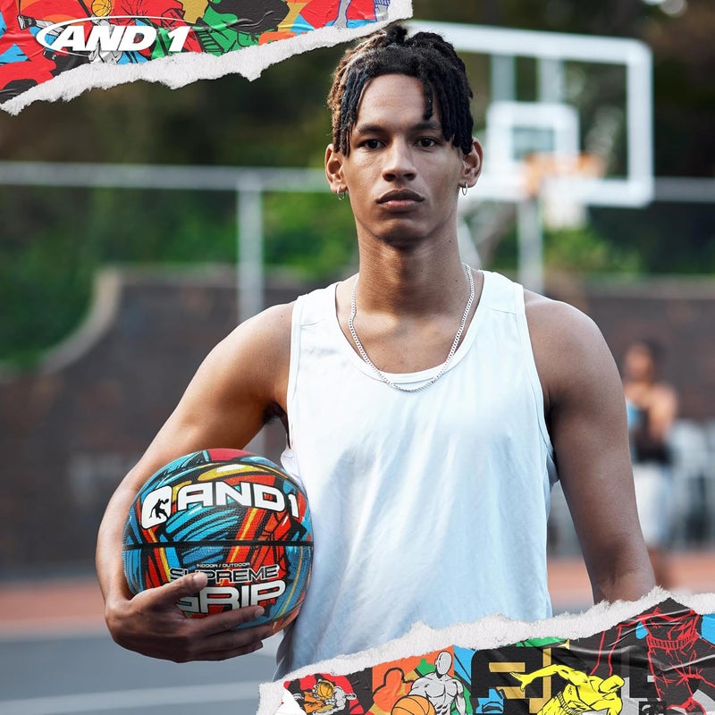 And1 Supreme Grip Official Regulation Size 7 (29.5 inches) Rubber Basketball - Deep Channel Construction Streetball, Made for Indoor Outdoor Games - Image 5